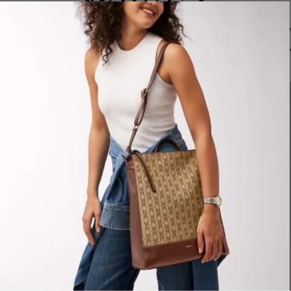 Fossil Elina Convertible Backpack Beige/Brown SHB2976268 brand new with tag - Picture 5 of 16